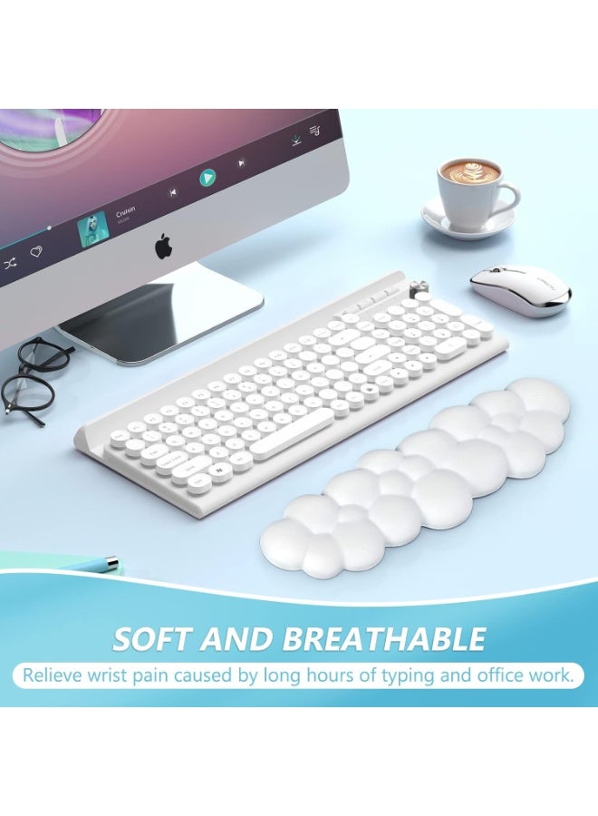 NANAO Keyboard Wrist Rest, Memory Foam Wrist Rest for Computer Keyboard, Ergonomic Palm Rest, Wrist Support for Keyboard Cloud Wrist Rest, Mouse Pad Wrist Support - Laptop, and Computer Use (White) - Image 2