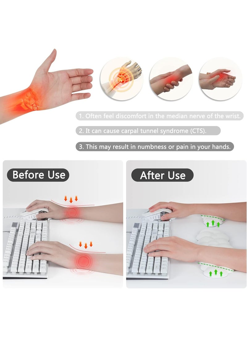 NANAO Keyboard Wrist Rest, Memory Foam Wrist Rest for Computer Keyboard, Ergonomic Palm Rest, Wrist Support for Keyboard Cloud Wrist Rest, Mouse Pad Wrist Support - Laptop, and Computer Use (White) - Image 3