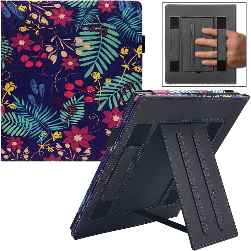 GOVTVA غلاف Double Stand لجهاز Kindle Scribe، مناسب لغطاء Kindle Scribe مقاس 10.2 بوصة (الإصدار 2022) مع خاصية النوم/الاستيقاظ التلقائي وحزام مزدوج لليدين (Jungle Flower) - Image 1