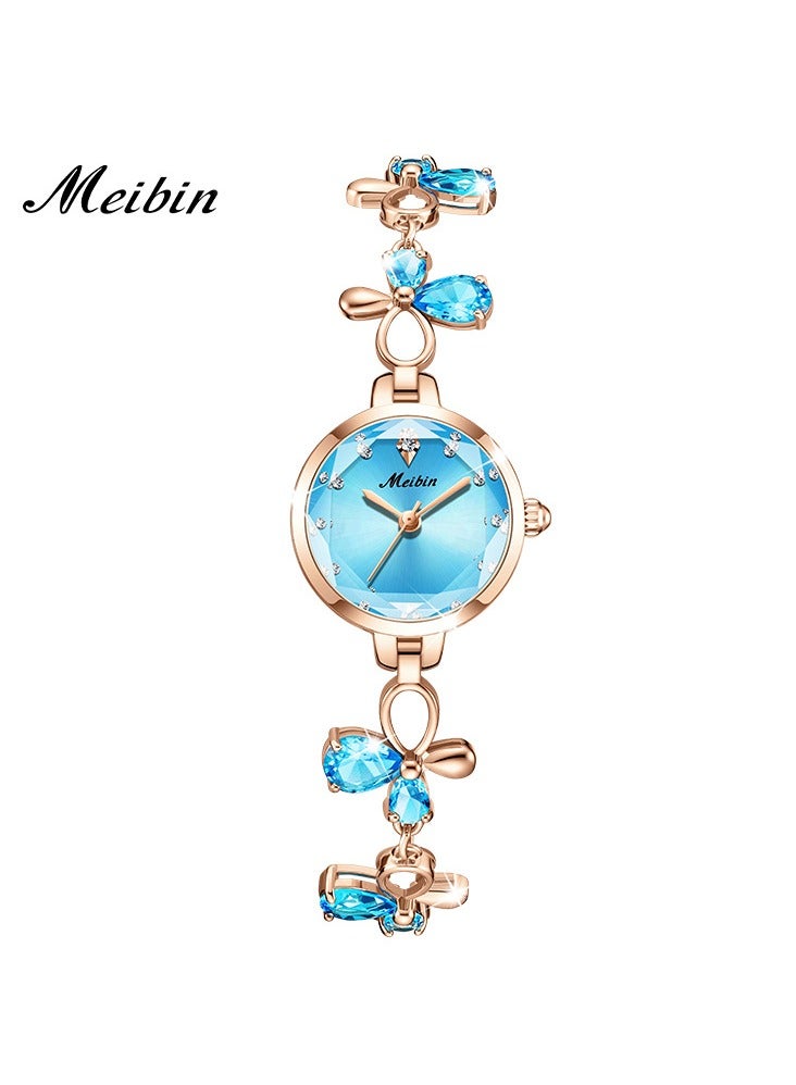 Meibin ساعة نسائية أنيقة مرصعة بالألماس - Image 1