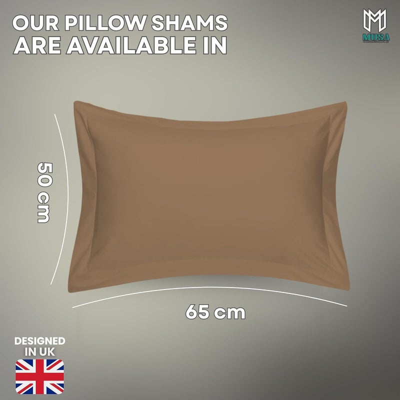MUSA MUSA® Cotton Pillow Cover Shams - Washable Pillowcases for Sofa Cushions, Bedrooms & Dorm Decor | Hotel Quality Pillow Covers with Envelope Closure & 5cm Side Frame (2, Brown, 50 x 65cm) - Image 2