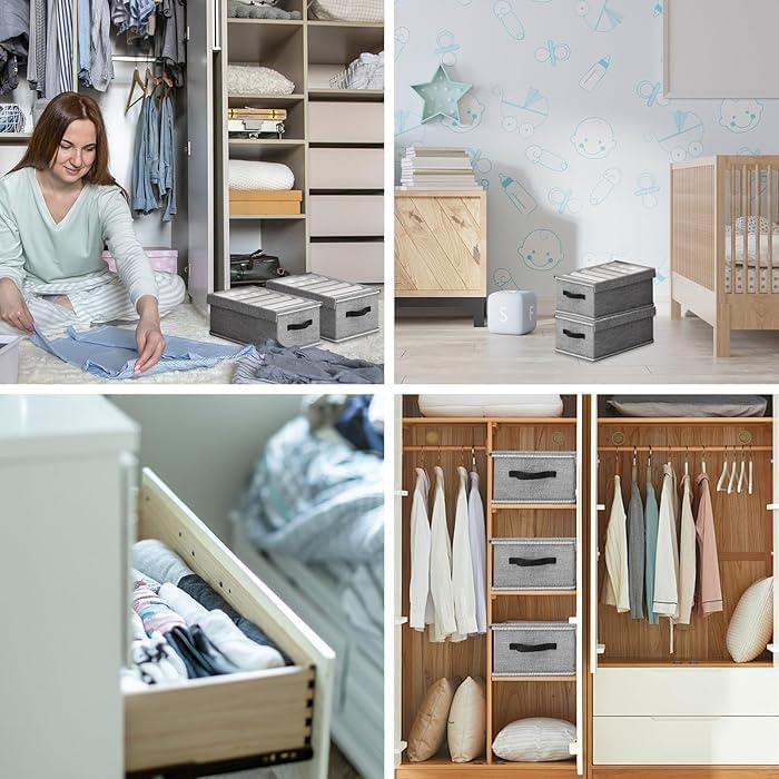 Suicune Clothes Storage Box Home Wardrobe Storage Box with Lid Drawer Type Folding Clothes Storage Box - Image 5