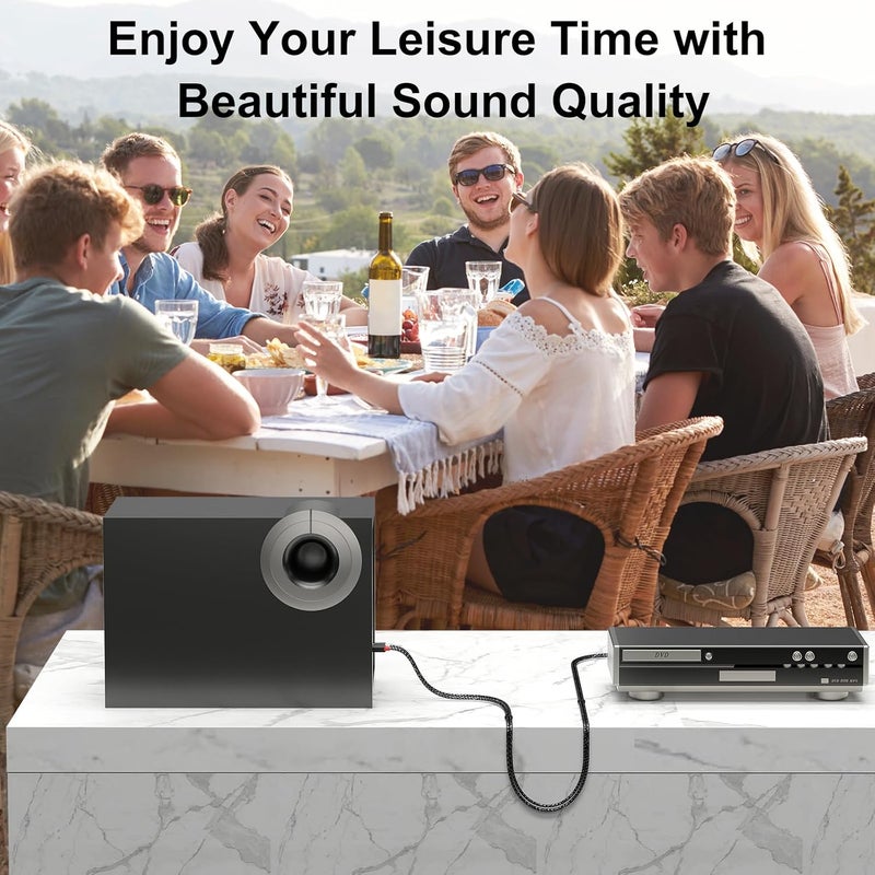 JD Gold Plated Dual 1/4" TS to RCA Cable - Stereo Audio Interconnect with Nylon Braid for Mixer, Amplifier, 3 Feet - Image 5