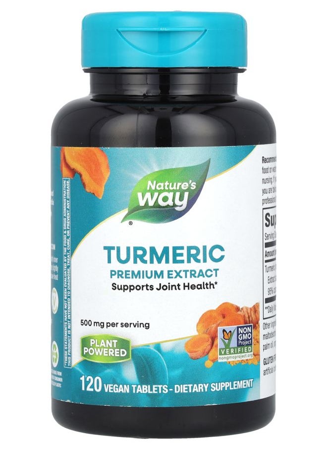 Nature's Turmeric Premium Extract 500 mg 120  Vegan Tablets 