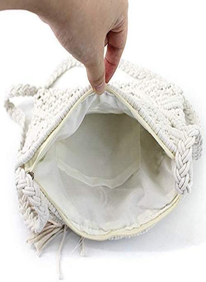 PARAH Women Small Cotton Crochet Cross-body Bag Bohemian Shoulder Bag Purse For Ladies (White) - Image 5