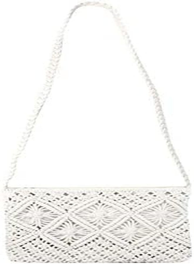 PARAH Women Small Cotton Crochet Cross-body Bag Bohemian Shoulder Bag Purse For Ladies (White) - Image 3