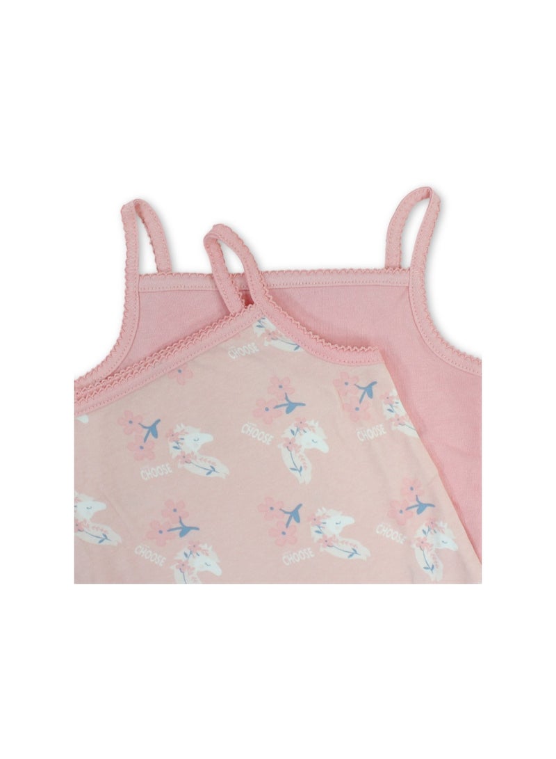 Baby Girls Cotton Sleeveless Bodysuit – Pink with Flowers Print - Image 3