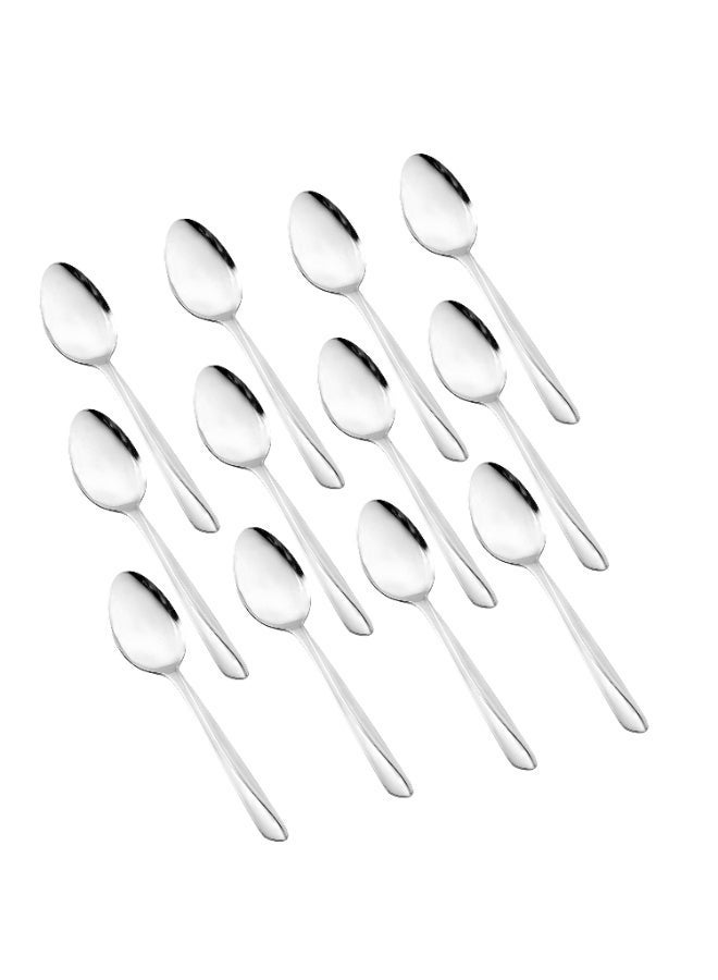 هيك طقم ملاعق أكل من الستانلس ستيل المقاوم للصدأ مكون من 12 قطعة فضي - Image 1