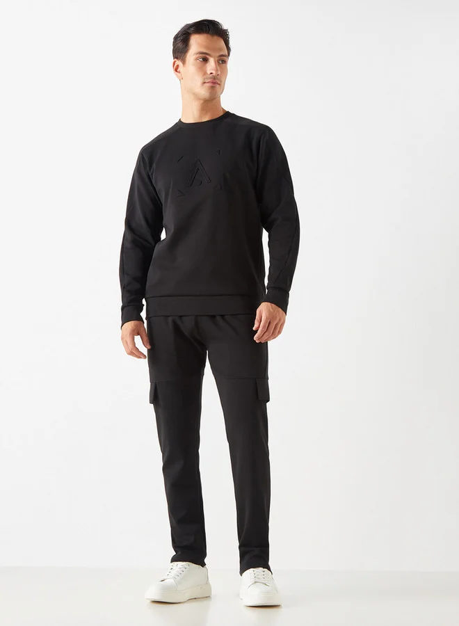 ADOT by Splash Embossed Sweatshirt with Crew Neck and Long Sleeves