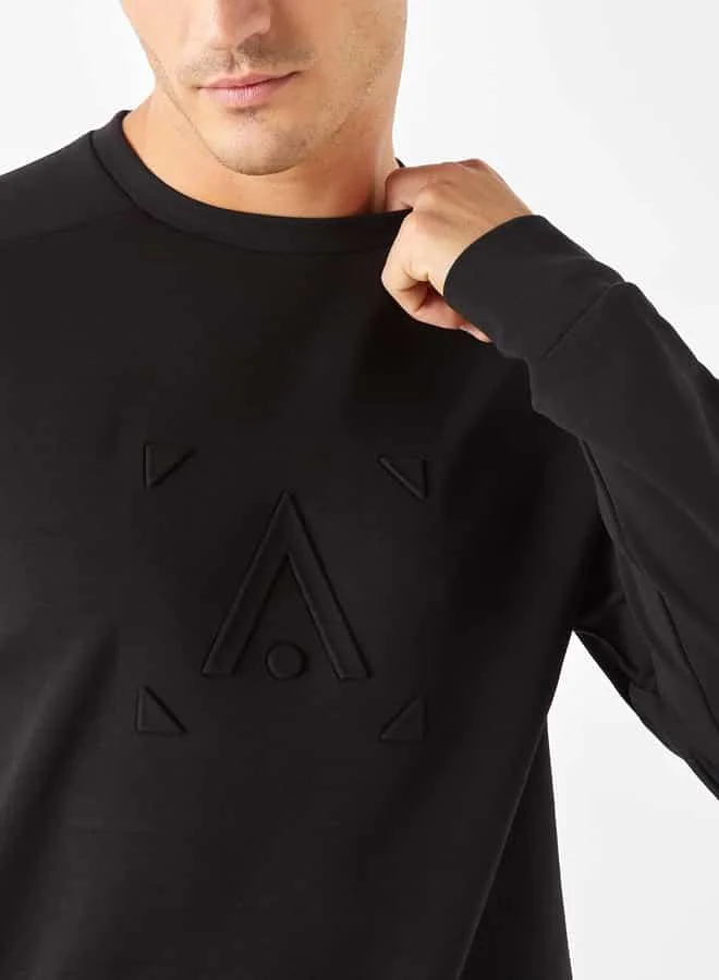 ADOT by Splash Embossed Sweatshirt with Crew Neck and Long Sleeves