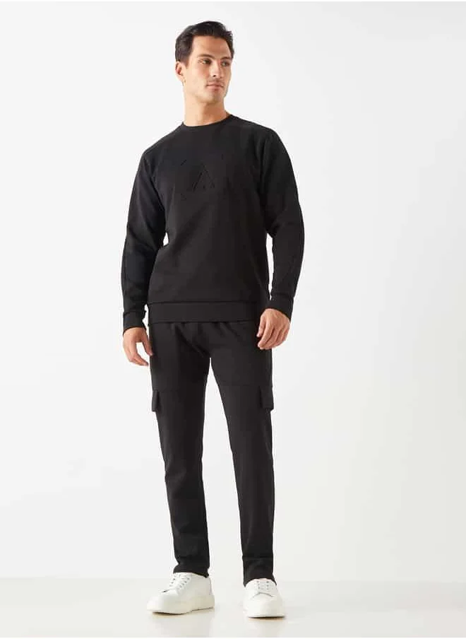 ADOT by Splash Embossed Sweatshirt with Crew Neck and Long Sleeves