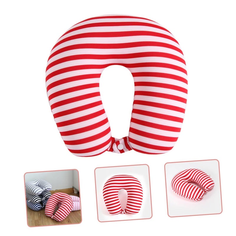 U Shaped Travel Neck Pillow With Storage Bag Soft Elastic Particle Material For Flight Comfort - Image 4