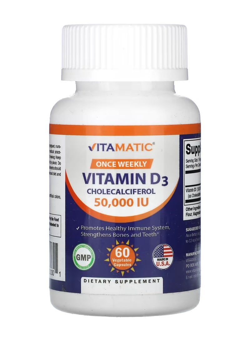 Vitamatic Vitamin D3, 50,000 IU 60 Vegetable Capsules - Image 1