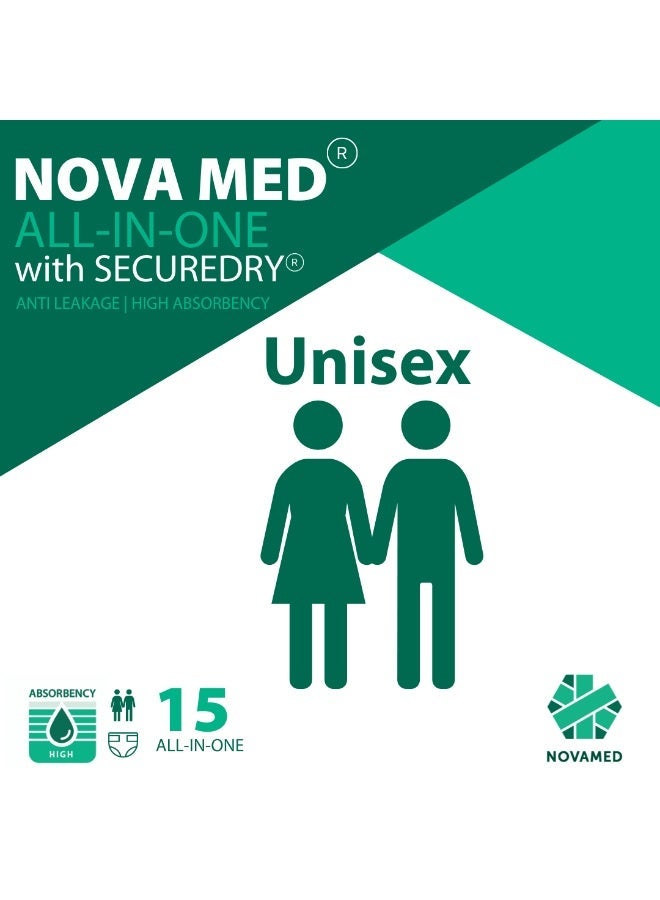 NOVAMED Nova Med All in Ones Incontinence Pads, Adult Nappies - 15 per Pack (X-Large) - 2880ml Absorbency - Image 5