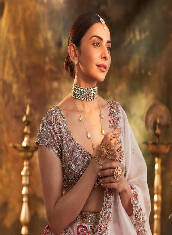 ACCESSHER Gold Plated Kundan Choker Necklace Set with Earrings | Bridal Necklace Jewelry Set | Traditional Choker set for Women and Grils - Image 5