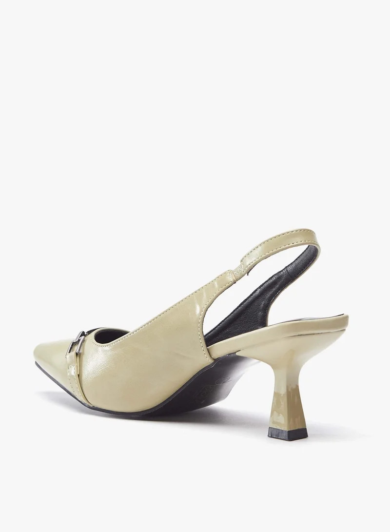 Flora Bella By Shoexpress Women Solid Slip-On Sling Back with Kitten Heels