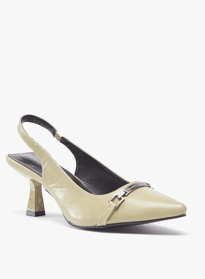 Flora Bella By Shoexpress Women Solid Slip-On Sling Back with Kitten Heels