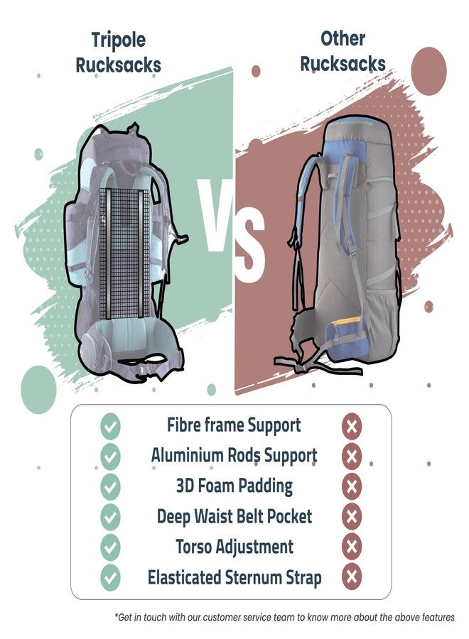 Tripole Walker Pro Rucksack for Trekking and Hiking (Navy Blue, 60) - Image 4