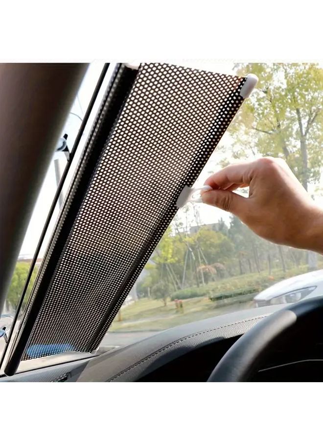 Black Car Windshield Sunshade Roll Up Sun Visor with Heat Insulation UV Protection - Image 1