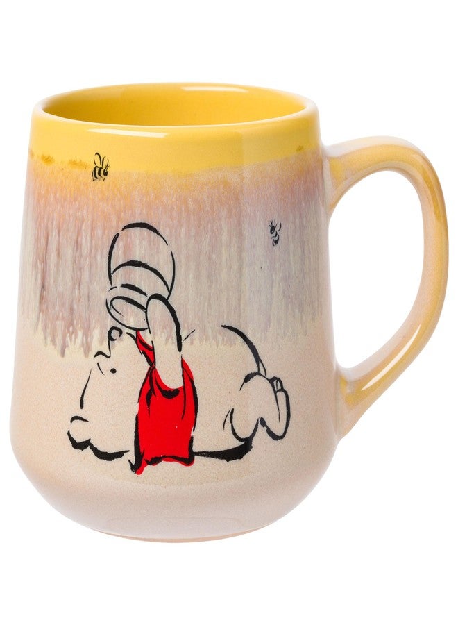 Silver Buffalo Winnie the Pooh The Pooh-Brush Style Sweet Like Hunny Reactive Glaze Tapered Pottery Mug, 14 Ounces - Image 1