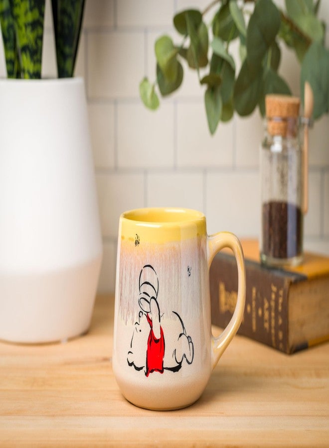 Silver Buffalo Winnie the Pooh The Pooh-Brush Style Sweet Like Hunny Reactive Glaze Tapered Pottery Mug, 14 Ounces - Image 2