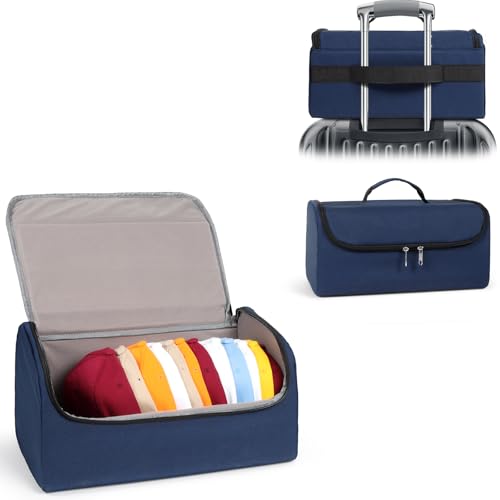 WOMACO Hat Organizer Bag for Baseball Caps Hard Shell Large Hat Storage Holder Bag for Travel and Moving Snapback Cap Carrier Case for 912 Caps Dark Blue Medium - Image 1