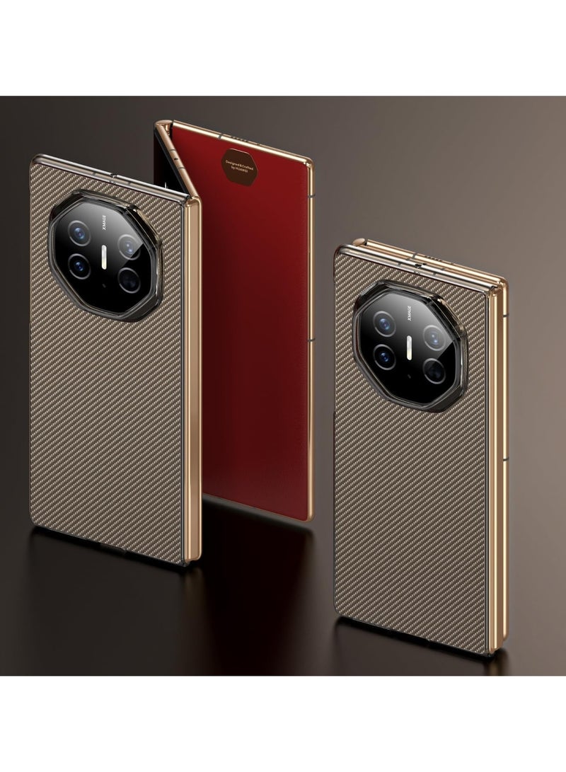 Carbon Fiber Texture Leather Compatible with Huawei Mate XT Ultimate Design Case Cover Ultra Thin Shockproof Back Luxury Plated Frame for Huawei Mate XT - Image 1