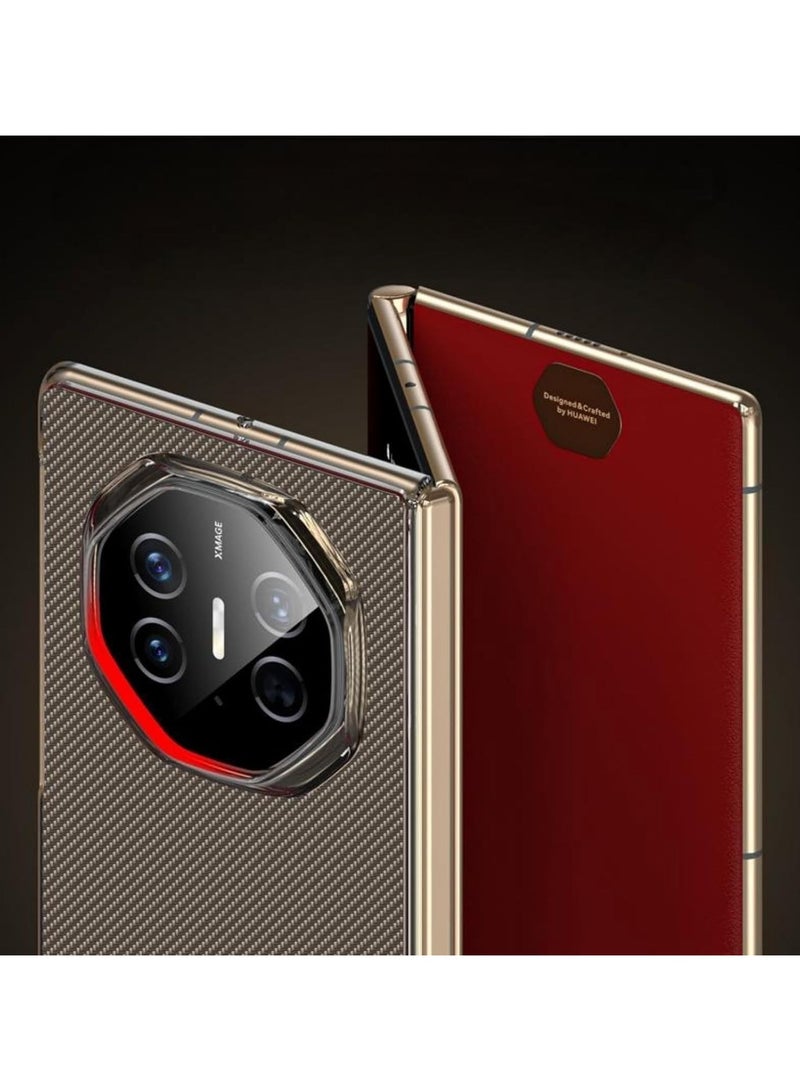 Carbon Fiber Texture Leather Compatible with Huawei Mate XT Ultimate Design Case Cover Ultra Thin Shockproof Back Luxury Plated Frame for Huawei Mate XT - Image 2