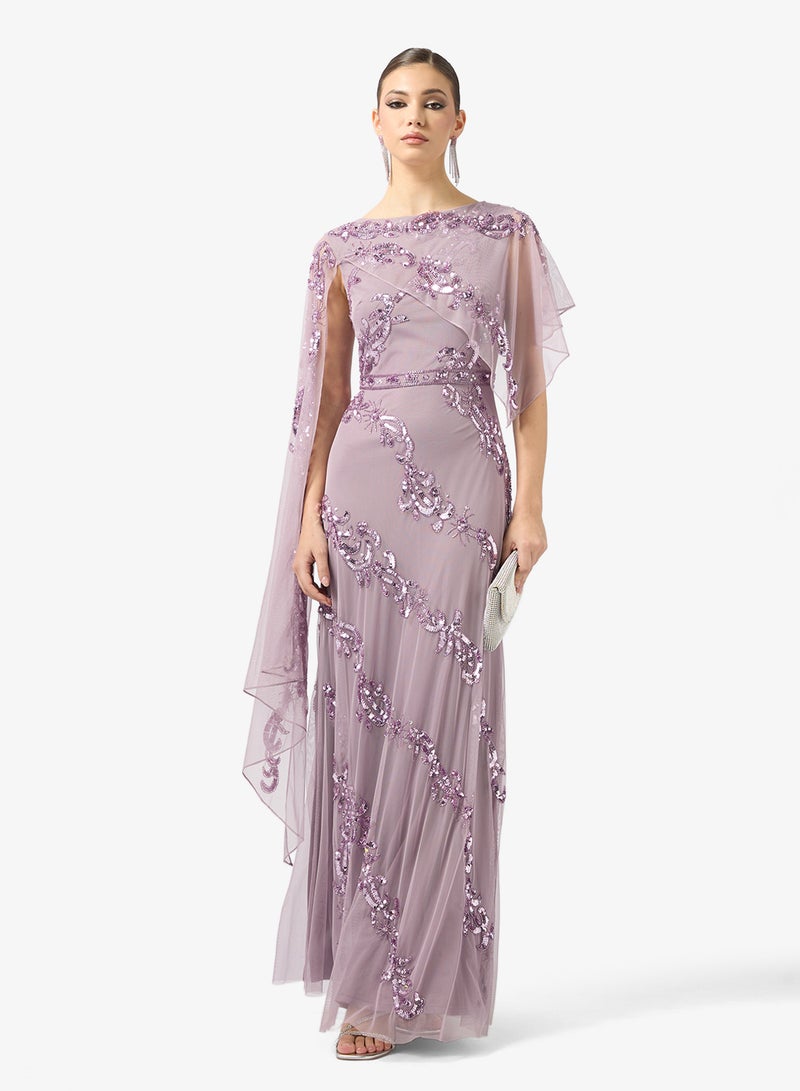 فروك اند فرل فستان شبكي بأكمام كاب مزينة - Image 4