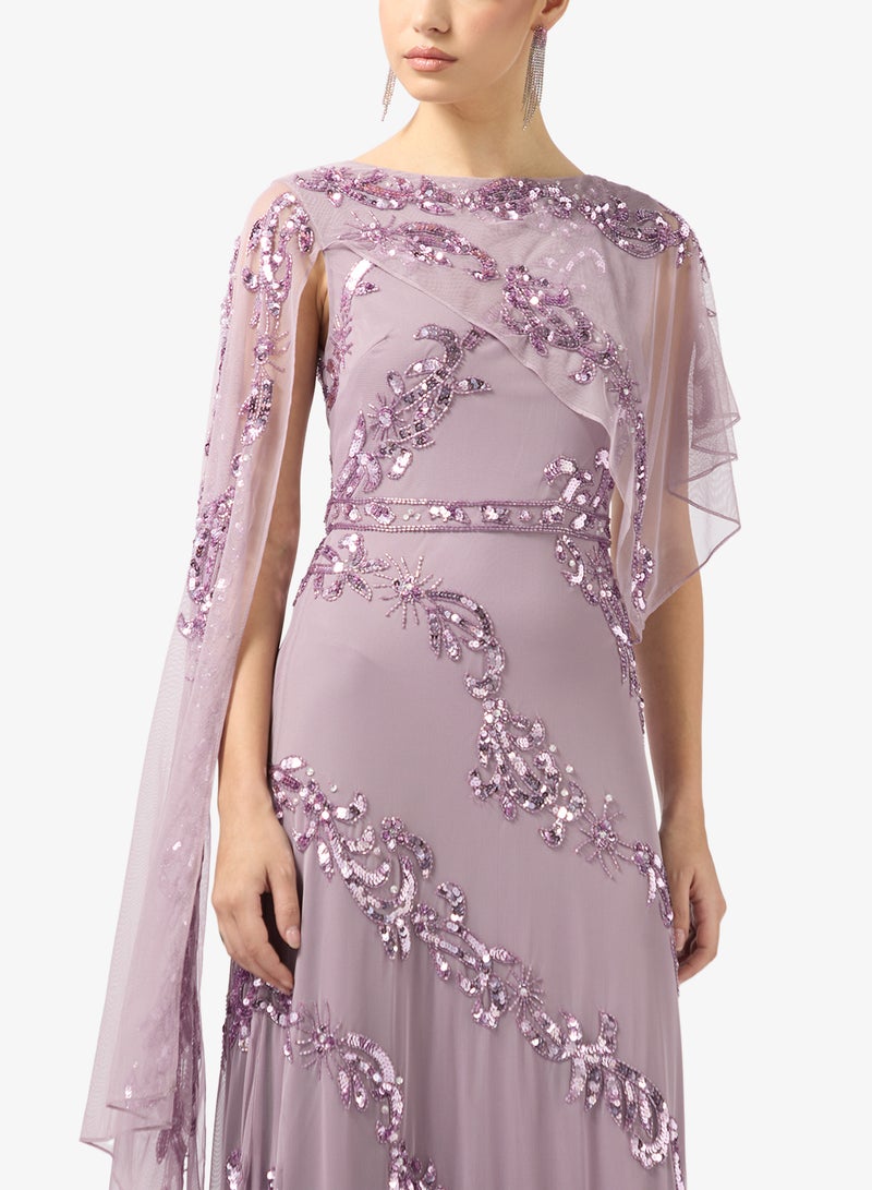 فروك اند فرل فستان شبكي بأكمام كاب مزينة - Image 3