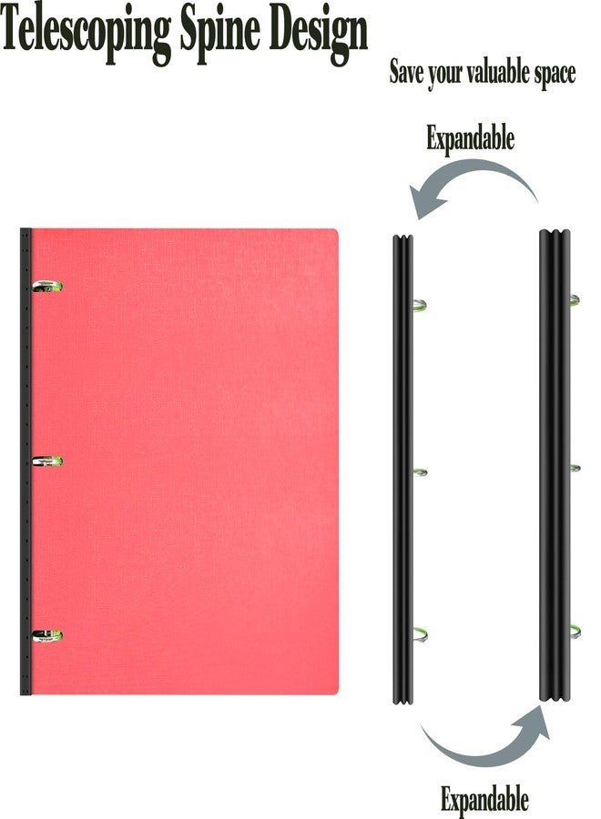INFUN Telescoping 3 Ring Binder With Foldable Front Cover - Portable Plastic Spine Holds 8.5" x 11" Paper for School, Office and Homes - Red - Image 2