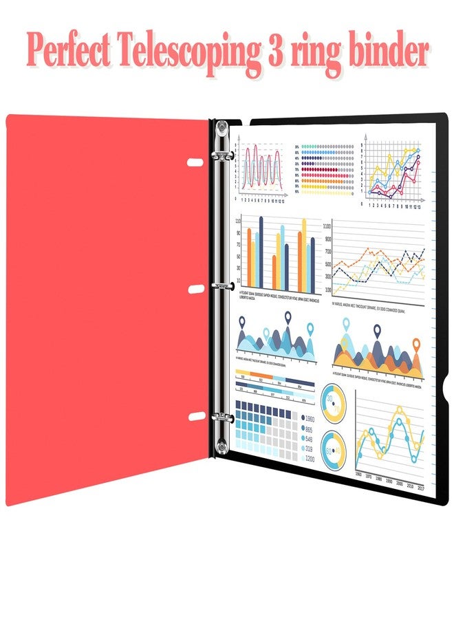 INFUN Telescoping 3 Ring Binder With Foldable Front Cover - Portable Plastic Spine Holds 8.5" x 11" Paper for School, Office and Homes - Red - Image 4