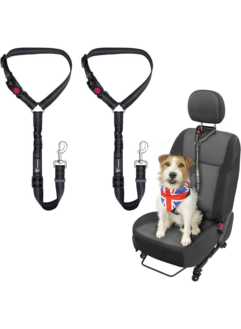 2 قطعة حزام أمان للكلاب، حزام أمان قوي قابل للتعديل، حزام أمان للكلاب مرن عاكس للضوء، متين ومتين، للحيوانات الأليفة، للاستخدام اليومي في السفر بالسيارة - Image 1