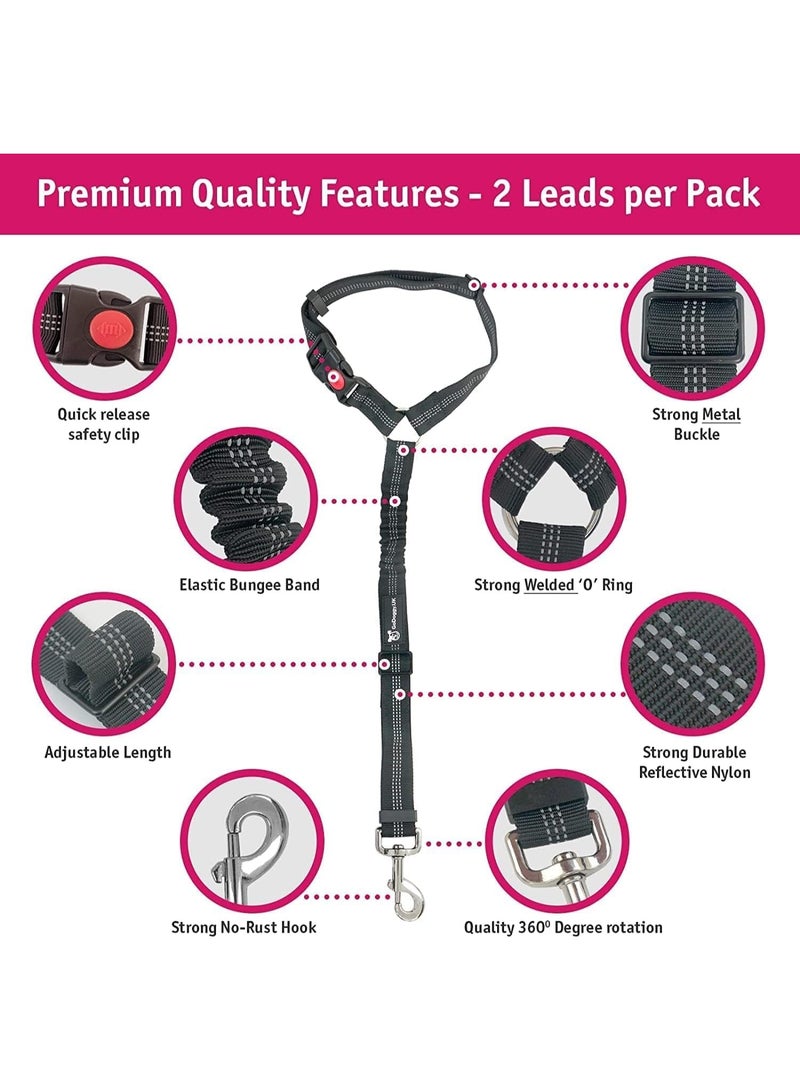 2 قطعة حزام أمان للكلاب، حزام أمان قوي قابل للتعديل، حزام أمان للكلاب مرن عاكس للضوء، متين ومتين، للحيوانات الأليفة، للاستخدام اليومي في السفر بالسيارة - Image 4