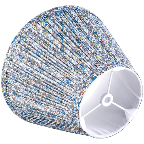 GO&SO GOSO 5 * 9 * 6.4 IN Spider Pleated Lamp Shades Set of 2 Small, Art Deco Multi-Floral Lampshades for Table Lamps -Empire Lamp Shade Replacement,Barrel Shade No Assembly Required - Image 5