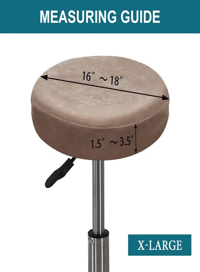 Turquoize 2 Pack Bar Stool Covers Round Stool Covers with Elastic Bands Bar Stool Seat Covers Slipcover Washable Stool Cushion Covers Feature Stretch Thick Bouncy Fabric, Dia 16"-18", X-Large, Taupe - Image 4