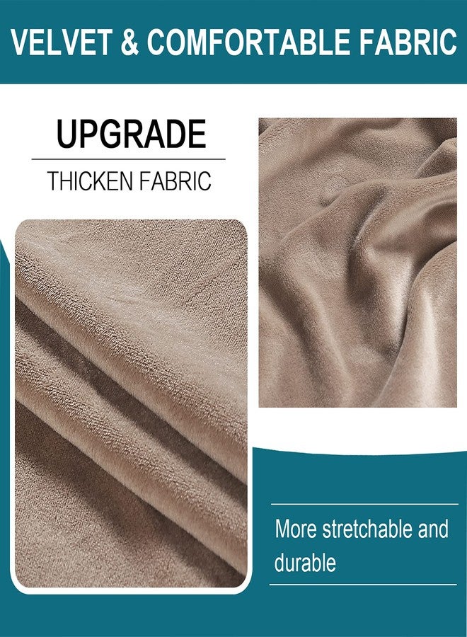 Turquoize 2 Pack Bar Stool Covers Round Stool Covers with Elastic Bands Bar Stool Seat Covers Slipcover Washable Stool Cushion Covers Feature Stretch Thick Bouncy Fabric, Dia 16"-18", X-Large, Taupe - Image 3