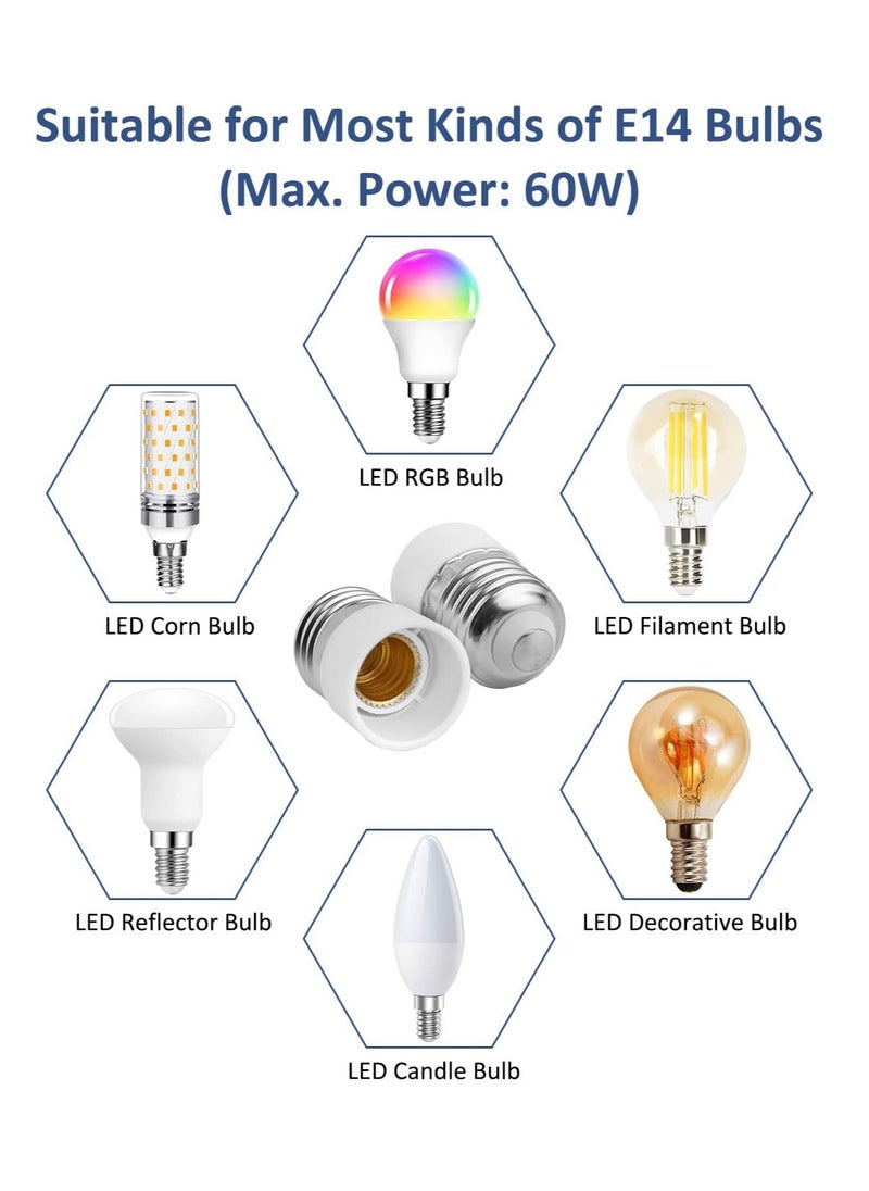 Lezonic E27 to E14 Socket Converter, Screw to Small Screw Edison Bulb Adapter, ES to SES Lamp Base Adapter, Max Wattage 60W, Voltage 0-250V, for LED Bulbs, Incandescent Bulbs, CFL Bulbs, 4 Pack  - Image 5