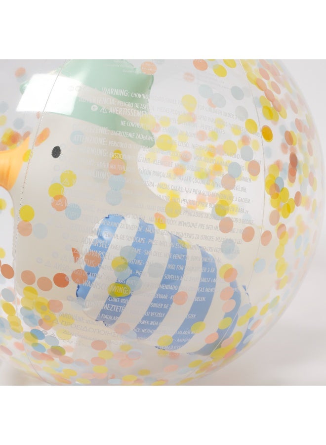 SUNNY LIFE Inflatable Beach Ball for Kids – Sid the Seagull Design with Blue Stripe, Clear Vinyl Pool Toy – Fun Outdoor Water Game for Toddlers, Girls & Boys - Image 1