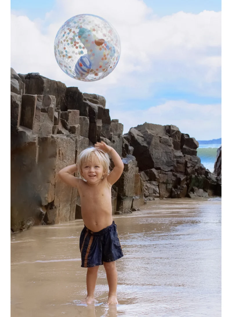 ساني لايف Inflatable Beach Ball for Kids – Sid the Seagull Design with Blue Stripe, Clear Vinyl Pool Toy – Fun Outdoor Water Game for Toddlers, Girls & Boys