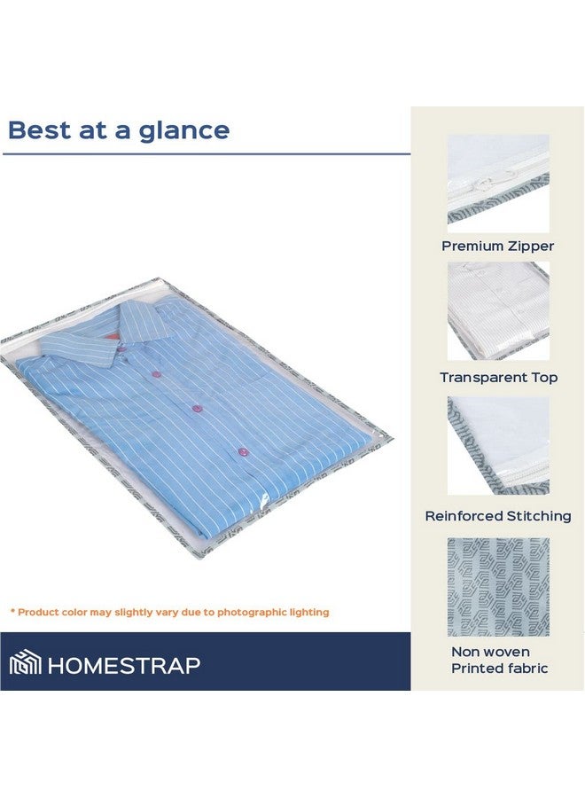 HomeStrap Homestrap Set of 12 Single Shirt Cover | Clothes Storage Bag | Wardrobe Organizer With Transparent Design And Zip For Shirt, T-shitrs or Trouser (Grey)  - Image 3