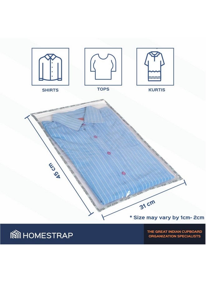 HomeStrap Homestrap Set of 12 Single Shirt Cover | Clothes Storage Bag | Wardrobe Organizer With Transparent Design And Zip For Shirt, T-shitrs or Trouser (Grey)  - Image 2