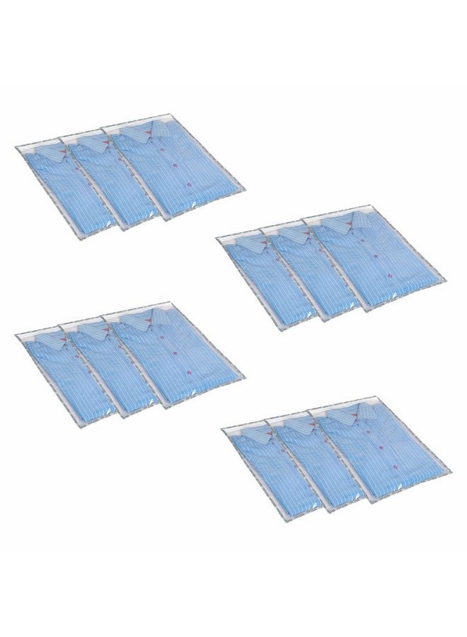 HomeStrap Homestrap Set of 12 Single Shirt Cover | Clothes Storage Bag | Wardrobe Organizer With Transparent Design And Zip For Shirt, T-shitrs or Trouser (Grey)  - Image 1