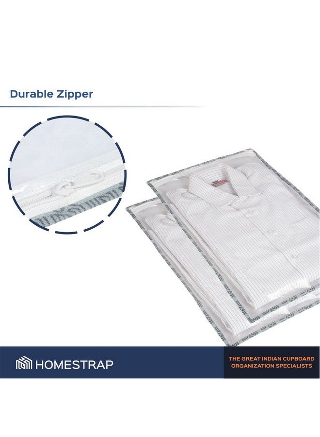 HomeStrap Homestrap Set of 12 Single Shirt Cover | Clothes Storage Bag | Wardrobe Organizer With Transparent Design And Zip For Shirt, T-shitrs or Trouser (Grey)  - Image 4