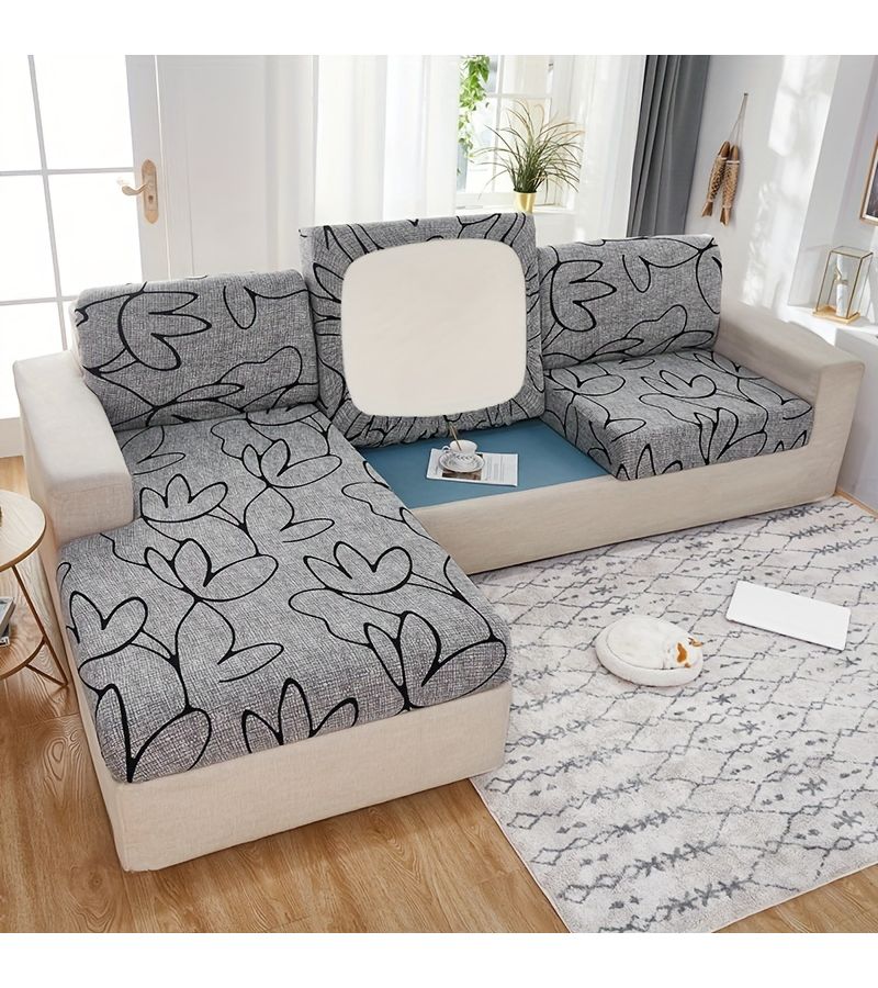 Colorful Time And Space Two Seat Stretchable Non Slip Sofa Cover Modern Print Elastic Slipcover Machine Washable For Living Room - Image 1