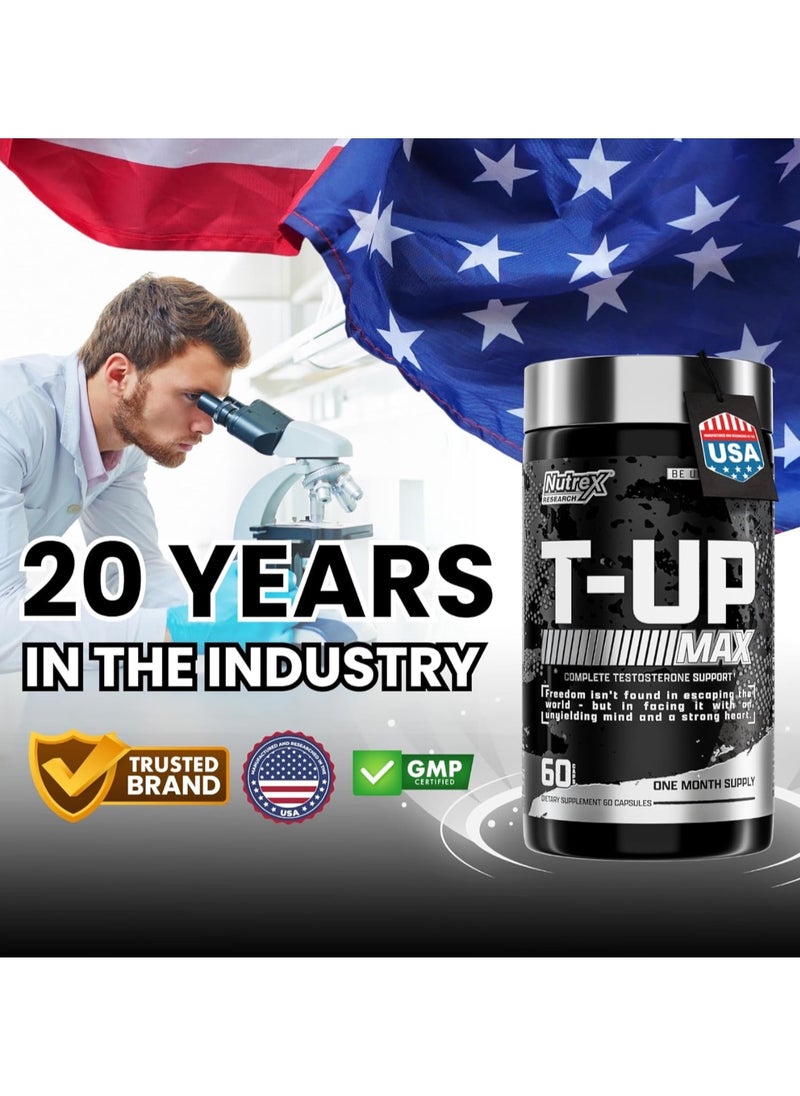 Nutrex Research T-UP, 60 Capsules, Complete Testosterone Support  - Image 3