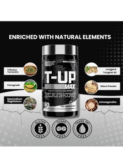 Nutrex Research T-UP, 60 Capsules, Complete Testosterone Support  - Image 3