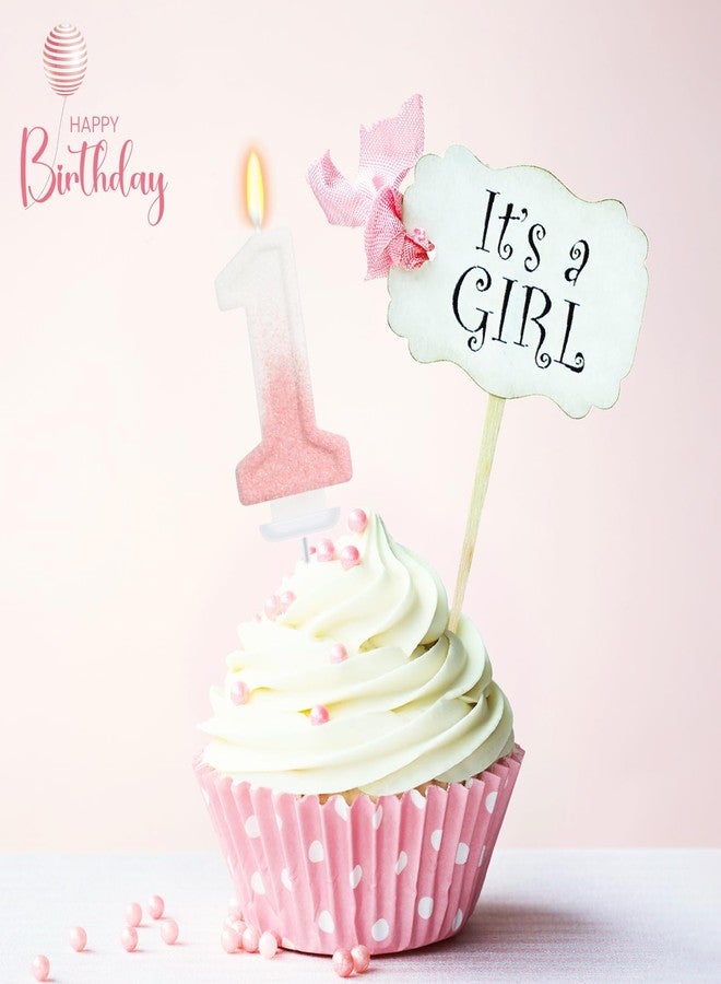 ElekFX Gradient Pink Number 1 Candle, Girls Just Wanna Be One Birthday Cake Topper, Pastel Pink First Birthday Decorations for Girls Party Supplies - Image 3