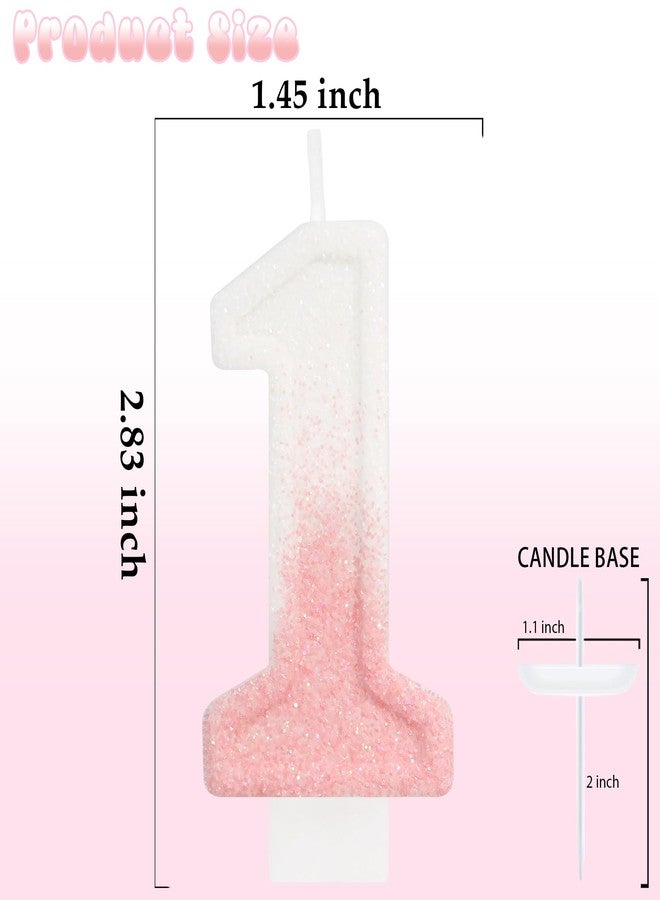 ElekFX Gradient Pink Number 1 Candle, Girls Just Wanna Be One Birthday Cake Topper, Pastel Pink First Birthday Decorations for Girls Party Supplies - Image 2