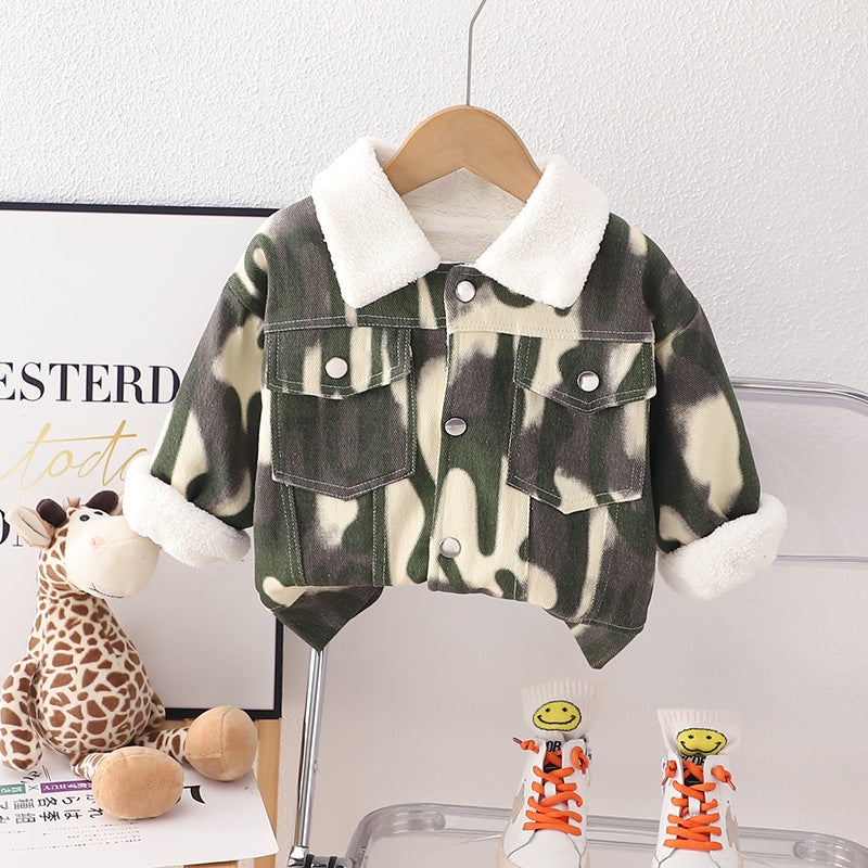Boys' Denim Coat Clothing 2023 New Baby Korean Style Fleece-Lined Thickened Jacket Baby Children'S Coat Fashion - Image 4